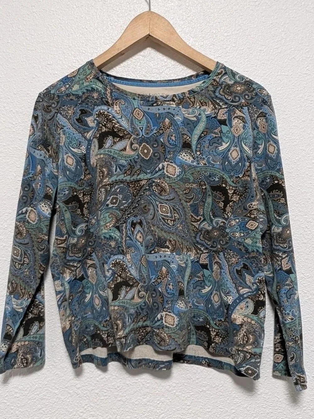 Blue Paisley Long-Sleeve Top